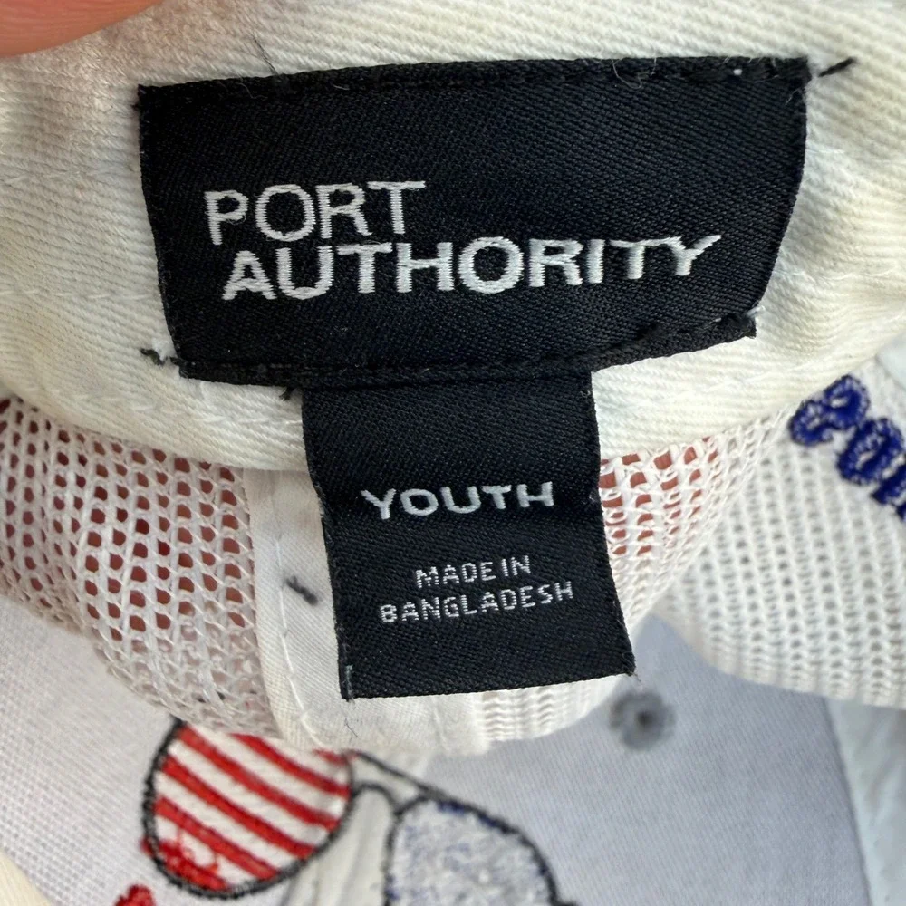 Southern Bay Co Youth Merica Trucker Hat Gray White Mesh Snapback Patriotic Cap